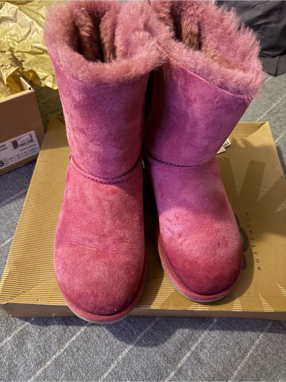 UGG Pink Suede Shearling Winter Boots